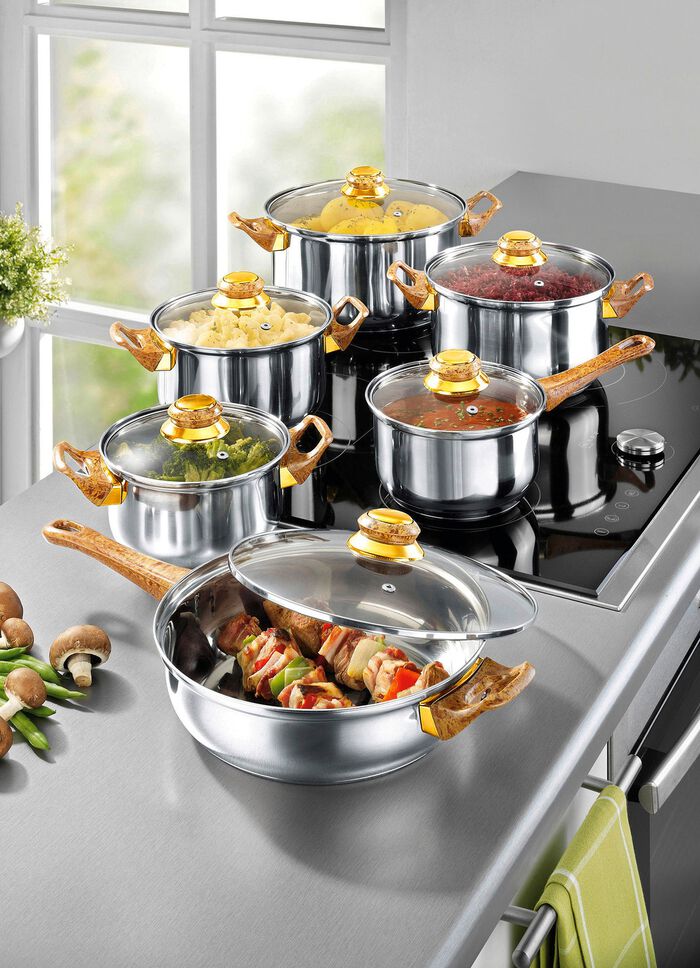 Pannenset van roestvrij staal, 12-delig 