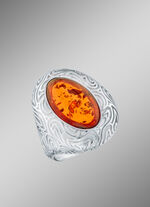 Tijdloze damesring met echte barnsteen 