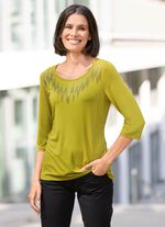 Shirt met borddecoratie in 2 kleuren PISTACHE