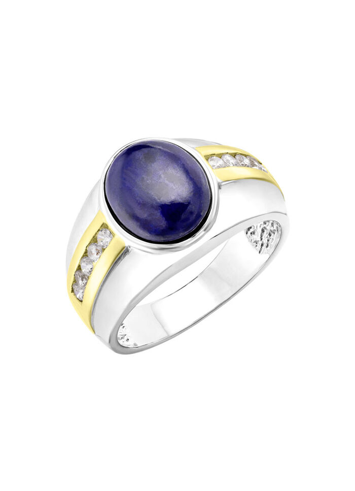 Herenring met lapis lazuli en zirkonia 