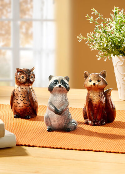 Handbeschilderde bosdieren, set van 3 