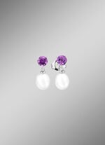 Oorstekers met zoetwaterparel en amethist 
