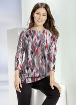 Shirt met modieuze boothals BORDEAUXROZE-GRIJS