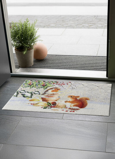 Deurmat eekhoorn met vogel 
