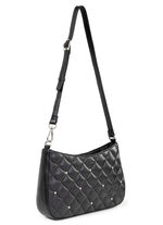 Laurina tas met trendy quilting en decoratieve klinknagels ZWART