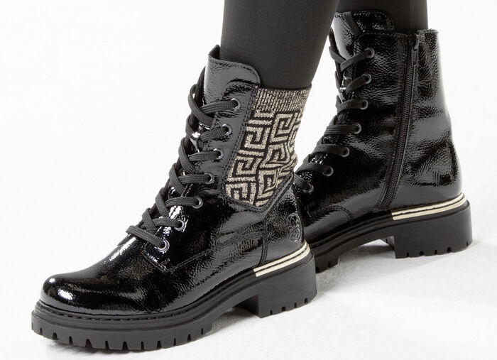 Rieker, stijlvolle dames enkellaarsjes, winterschoenen, met rits ZWART-GOUD