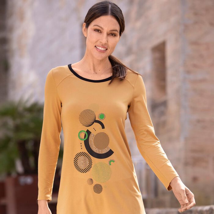 Lang shirt met motiefprint in 2 kleuren 