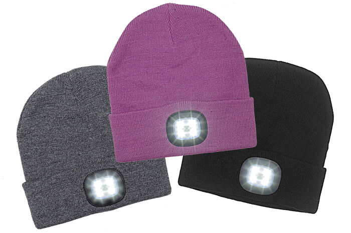 Modieuze hoed met ge&iuml;ntegreerde, afneembare LED-lamp ZWART