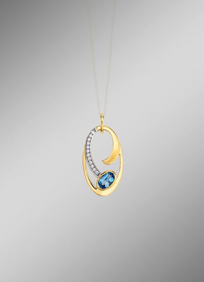 Hanger met blauwe topaas en zirkonia 