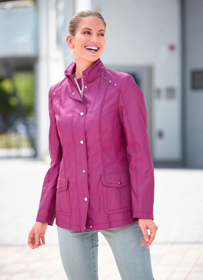 Jas met decoratieve klinknagels op de schouders FUCHSIA