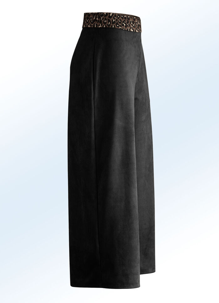 Zachte, soepel vallende culotte in suède-look ZWART