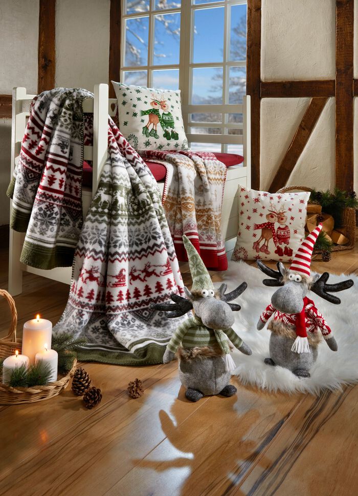 Kussenhoes met rendierpaar in fluweellook 