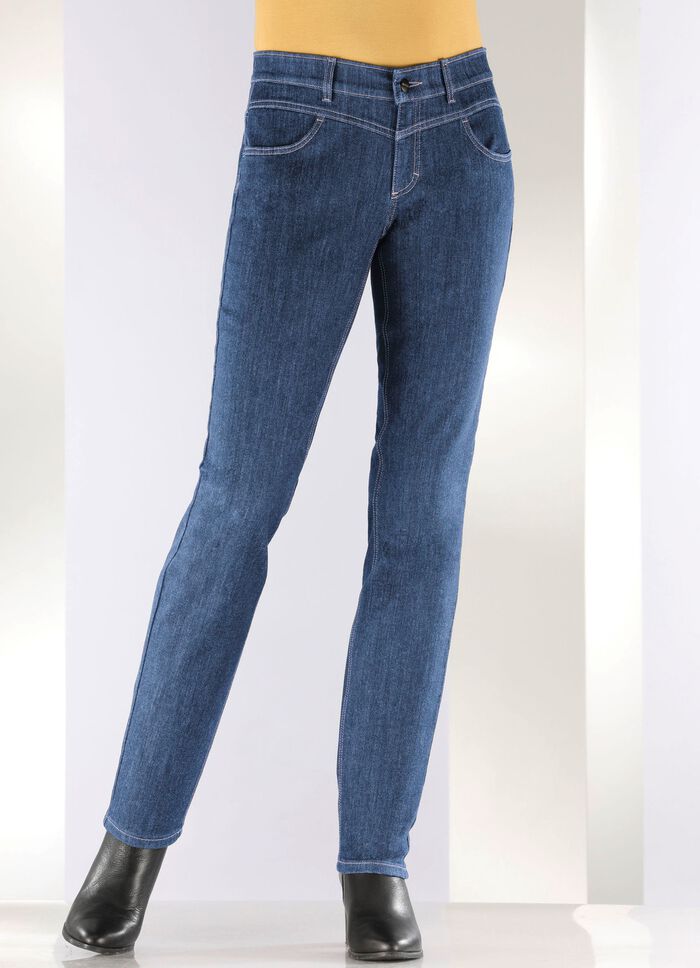 Magic-jeans met figuurvormende jeanszadel 
