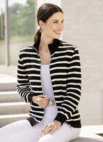 Cardigan in een gestreept dessin met opengewerkte accenten 