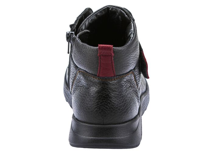 Waldl&auml;ufer, comfortabele dames enkellaarsjes, breedte H, met uitneembaar voetbed ZWART-ROOD