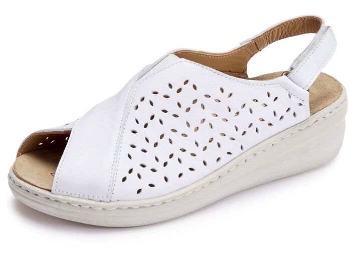 Gemini sandaal van luchtig geperforeerd rundnappaleer WIT