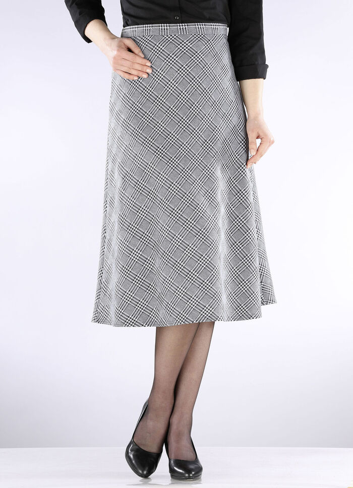 Rok met glencheck-design ZWART-ECRU