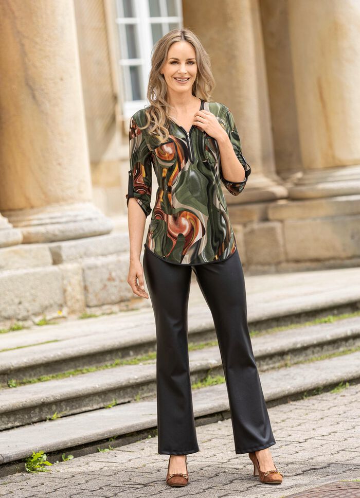 Overhemdtuniek met imitatieleren bies 