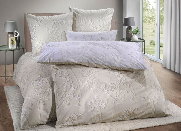 Omkeerbaar beddengoedset van 100% katoen BEIGE