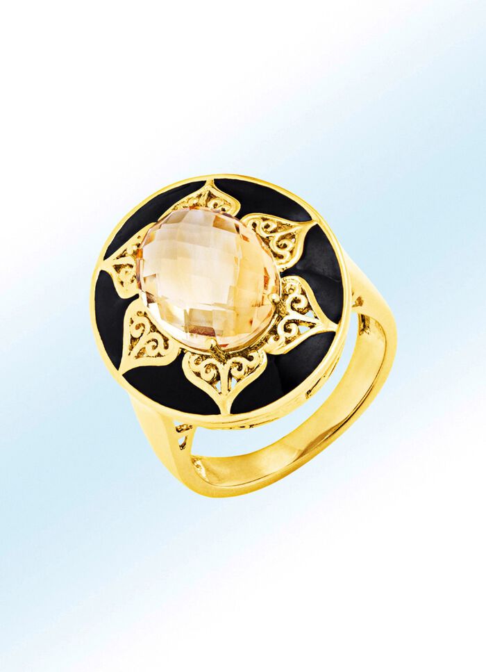 Opvallende damesring met echte citrien 