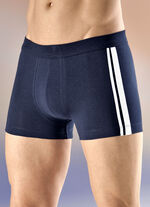 Schiesser driepack broeken met contrasterende strepen 1 X MARINEBLAUW, 1 X GEM&Ecirc;LEERD GRIJS, 1 X ZWART