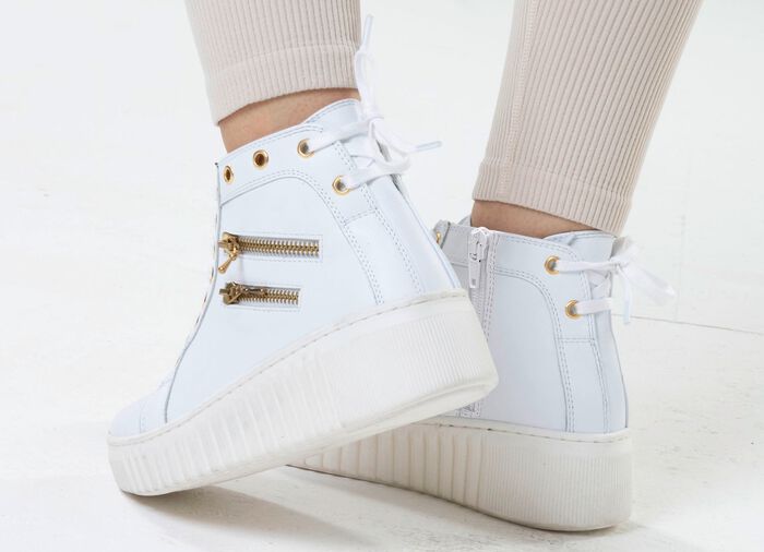 ELENA EDEN, stijlvolle dameslaarzen, breedte H, met uitneembaar voetbed WIT