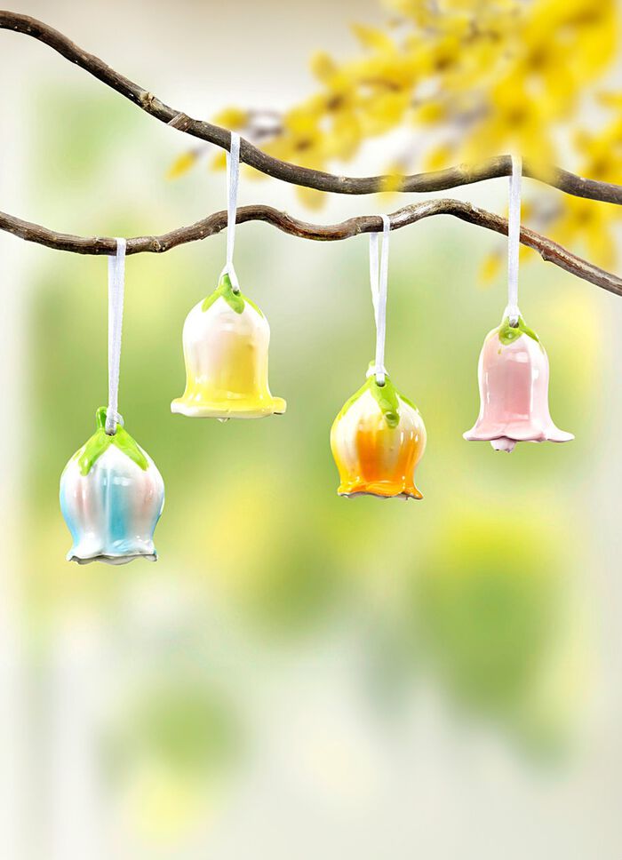 Porseleinen bloemenbellen, set van 4 