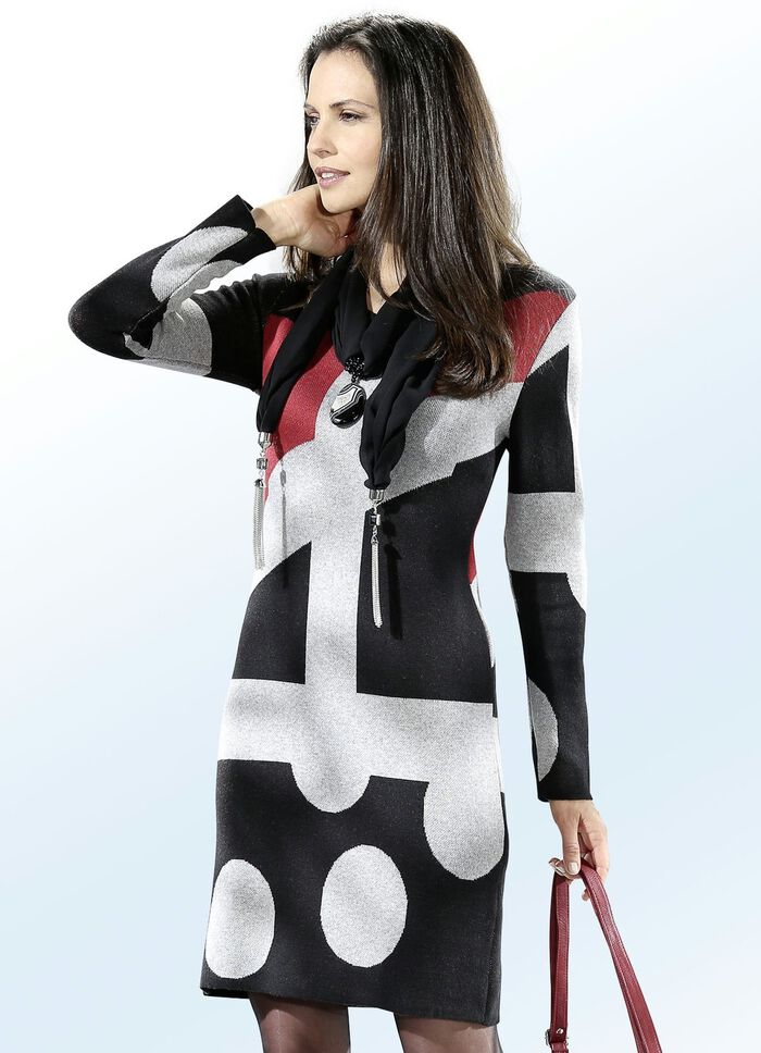 Gebreide jurk met katoen en all-over motief 