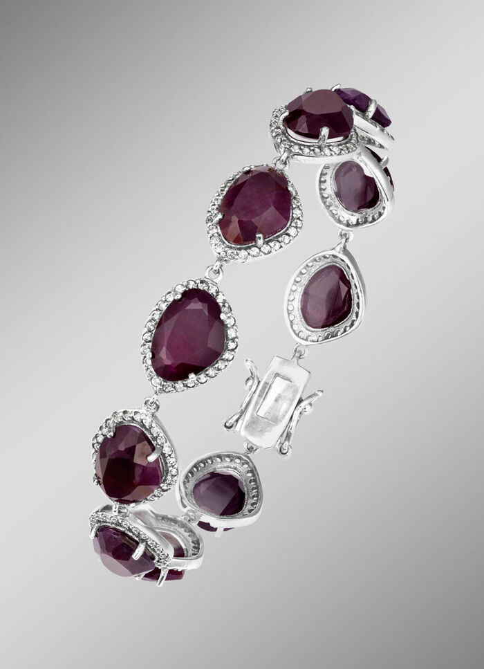 Armband met echte robijn en echte witte topaas 