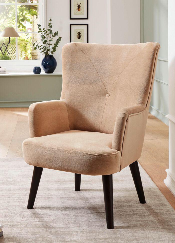 Comfortabele fauteuil op houten pootjes 