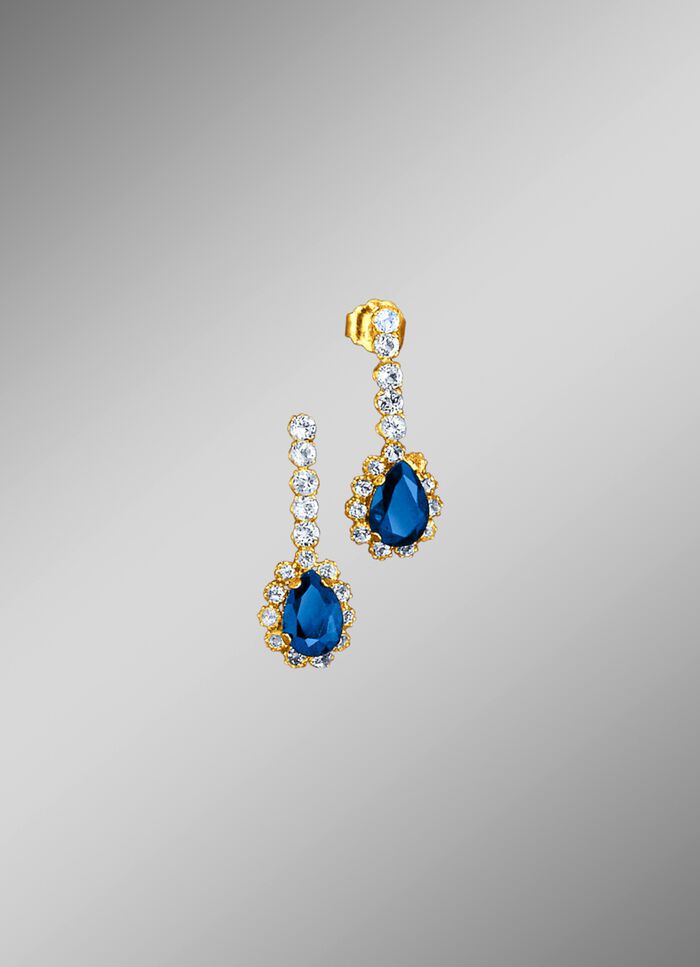 Oorbellen met echte saffieren en echte witte topaas 