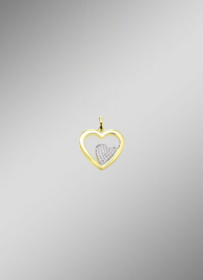 Hartvormige hanger in bicolor met synthetische zirkonia 