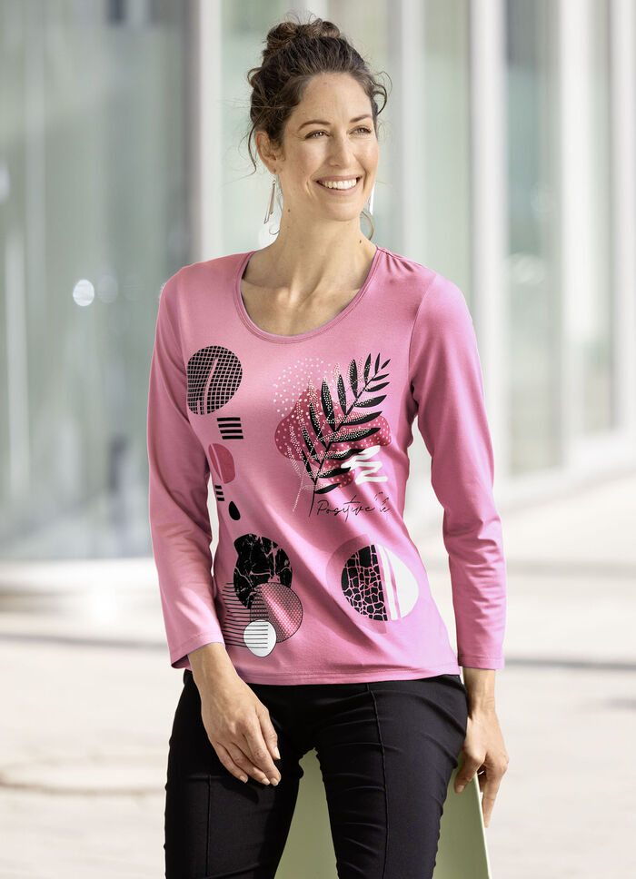 Mooi shirt met contrastprint ROZE