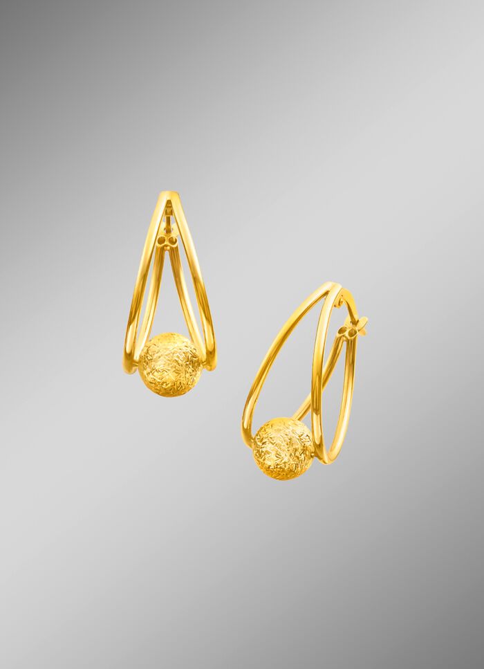 Creoolse oorbellen met machinaal gegraveerde kogel 