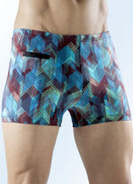 Schwab zwembroek in hogere rechthoekige vorm met multicolor print 