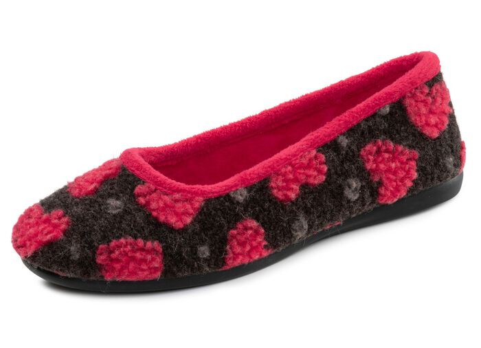 Laurina, stijlvolle damesballerina's met hartmotief ANTRACIET-ROOD