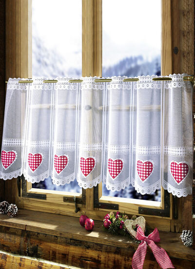 Korte jaloezie met thermisch printmotief met rood hart 