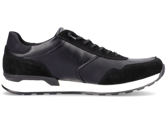 Sneakers met veters en uitneembaar voetbed van textiel ZWART