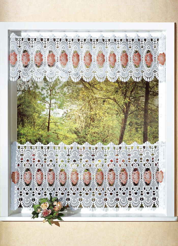 Charmant kort gordijn met roededoorvoer WIT EFFEN