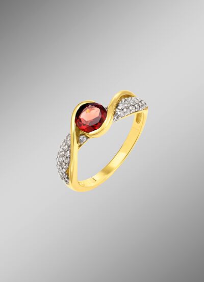Damesring met echte granaat 