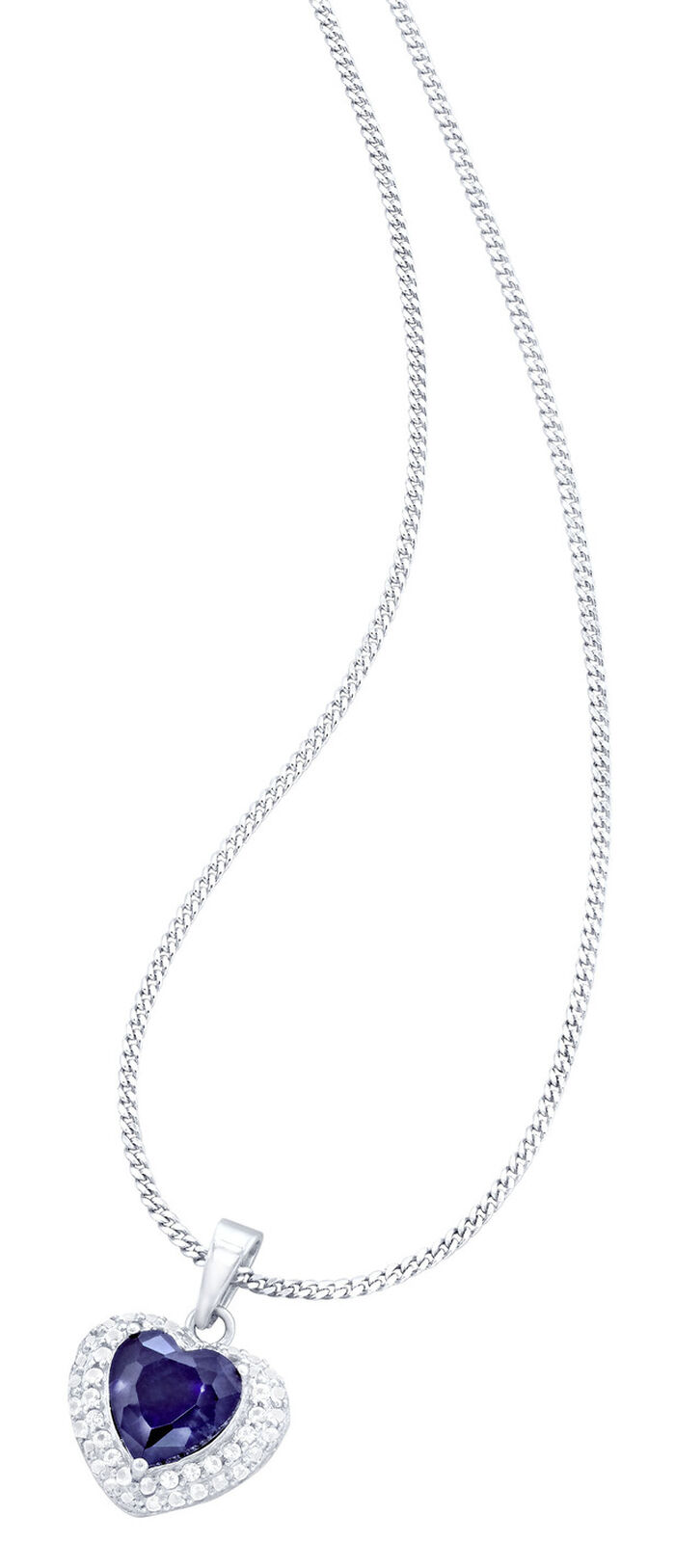 Hartvormige kettinghanger met saffier