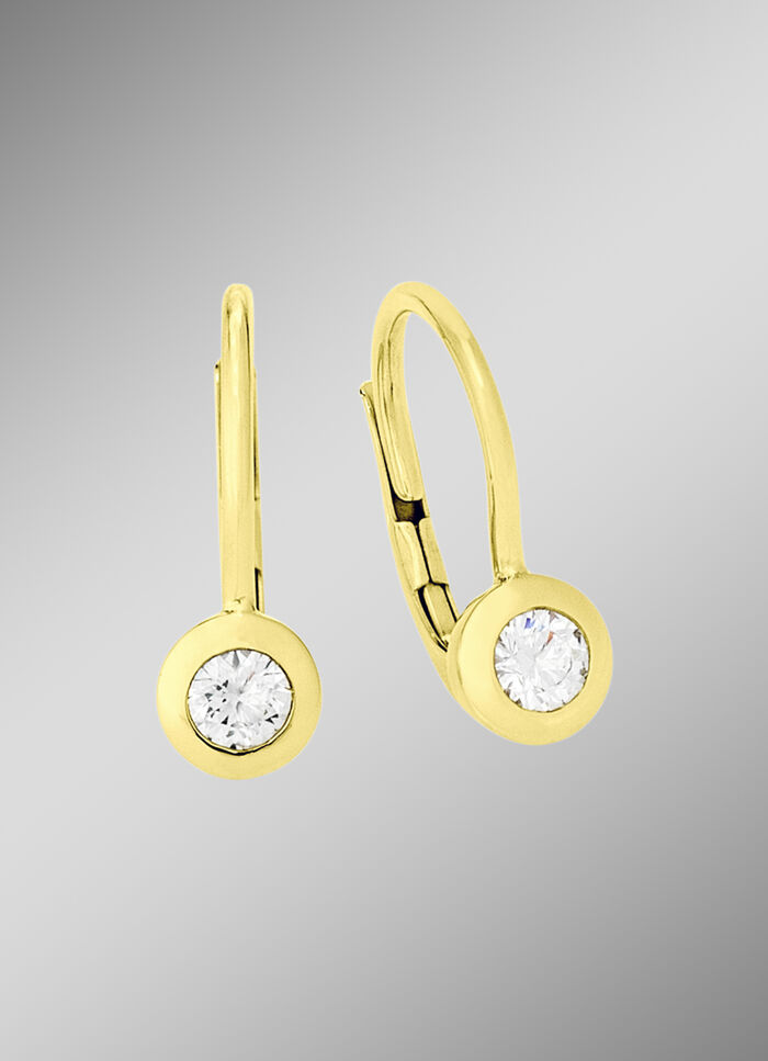 Elegante oorbellen in geel goud met diamanten 