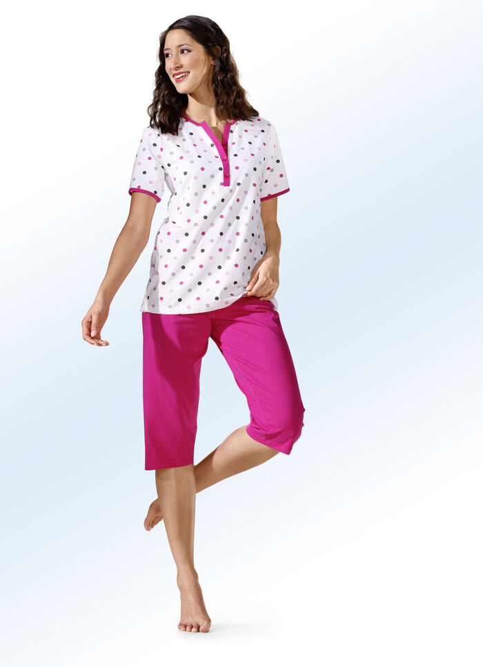 Set van twee pyjama‘s, met stippen, met lange en korte mouwen 