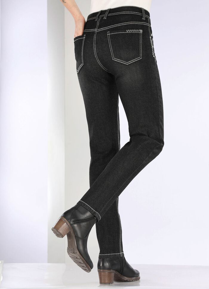 Jeans met siernaden en strass-steentjes 