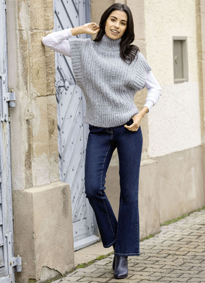 Jeans met licht uitlopende pijpen DONKERBLAUW