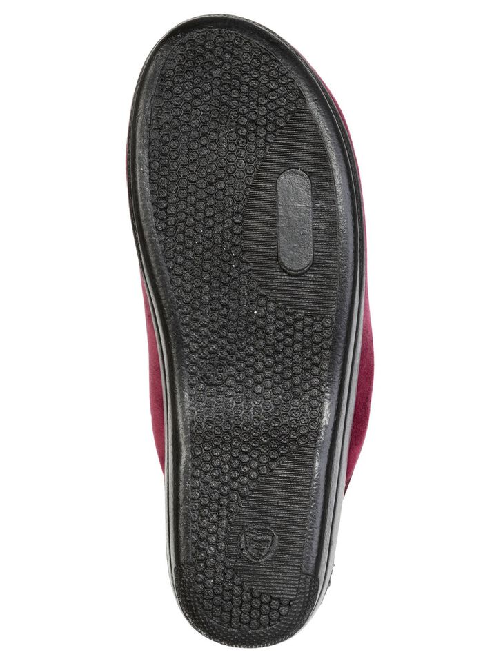 Tweepack klassieke damespantoffels, breedte G, met fonkelende strass-steentjes 1x Bordeaux, 1x Kameel