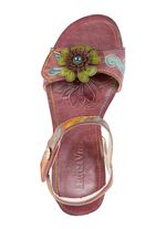 Laura Vita sandaal met bloemendecoratie BOURGONDI&Euml;-KLEURRIJK