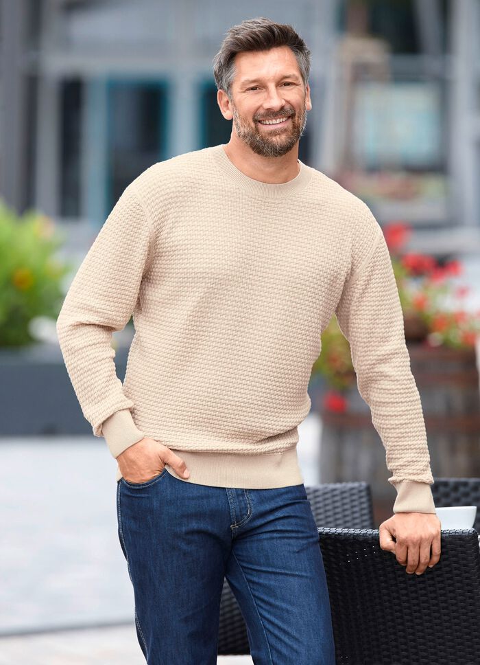 Trui met ronde hals en gestructureerd ontwerp in 3 kleuren 