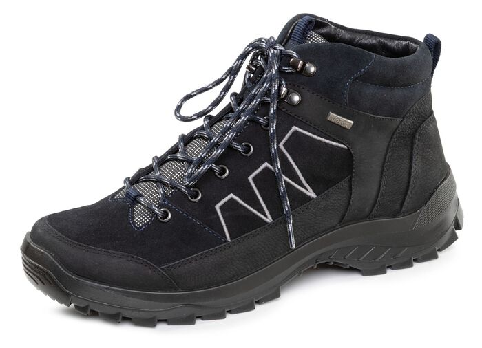 Ademende herenlaarzen, breedte K, met uitneembaar voetbed ZWART-NACHTBLAUW