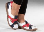 Gemini pantoffels gemaakt van rundnappaleer WIT-BLAUW-ROOD